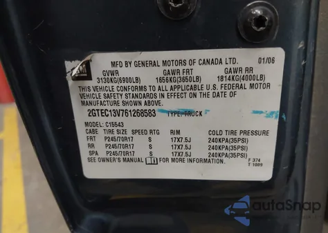 2006 GMC Sierra 1500 Sl from USA, damaged, VIN 2GTEC13V761268583